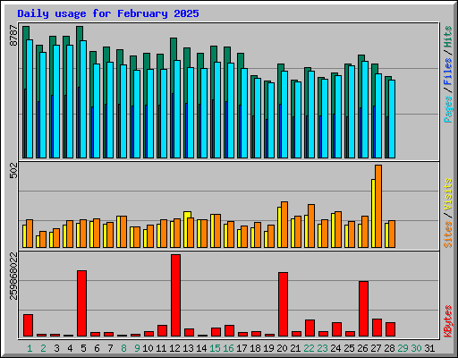 Daily usage for February 2025