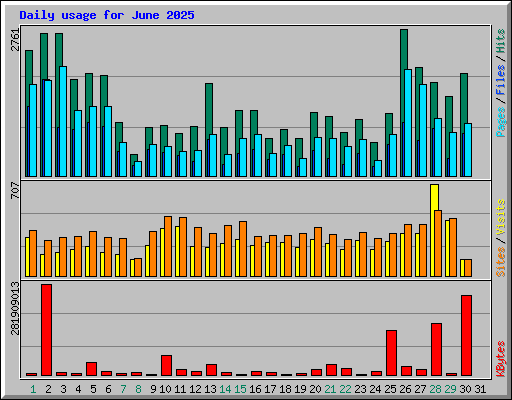 Daily usage for June 2025