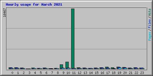 Hourly usage for March 2021